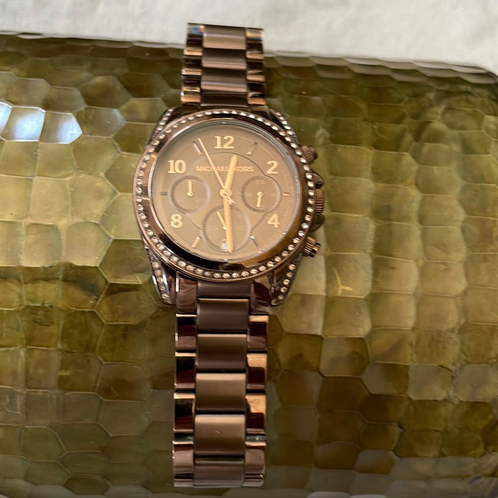 Michael Kors, ladies, watch ceramic with rhinestone face